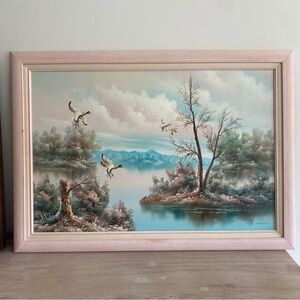 Flying Mallard Ducks South Carolina Marsh Landscape Scene Original Painting